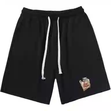 乱步 美式潮牌宽松慵懒运动胶袋猫印花休闲短裤 男女同款