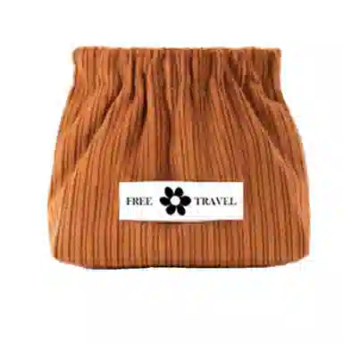 馨枕居 便携灯芯绒收纳小包大容量随身外出简约化妆包自动闭合弹片口红包