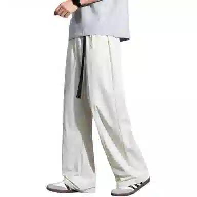 顶峰保罗 冰丝薄款直筒垂感阔腿速干凉感透气运动长裤无性别主义纯色腰带高级感亲肤舒适休闲裤 男女同款