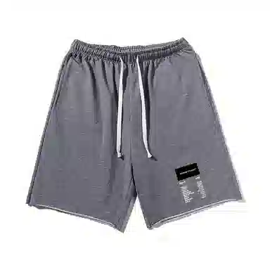 乱步 重磅简约字母图案宽松透气吸汗美式运动五分裤休闲短裤 男女同款