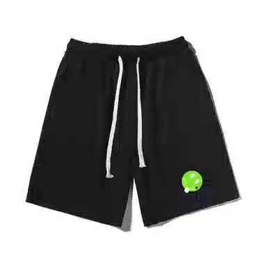 乱步 美式潮牌宽松卷边慵懒运动五分设计笑脸印花休闲短裤 男女同款