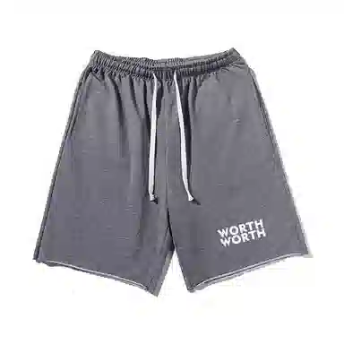 乱步 美式潮牌宽松卷边慵懒运动风五分设计时尚潮流字母印花休闲短裤 男女同款