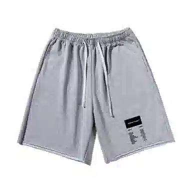 乱步 重磅简约字母图案宽松透气吸汗美式运动五分裤休闲短裤 男女同款