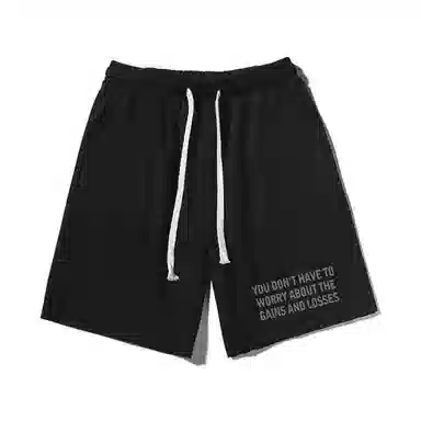 乱步 美式潮牌宽松卷边慵懒运动五分设计街头英文印花休闲短裤 男女同款