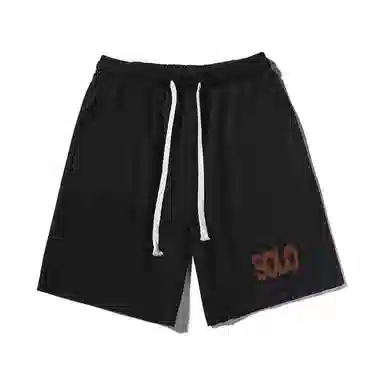 乱步 美式潮牌宽松卷边慵懒运动五分设计印花休闲短裤 男女同款