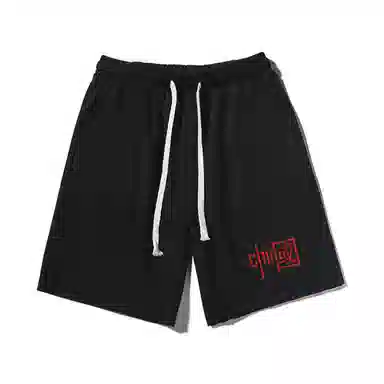 乱步 中式特色文字印花宽松透气吸汗美式运动风卷边休闲短裤 男女同款