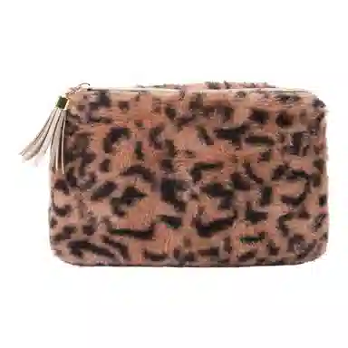 馨枕居 豹纹毛绒化妆包大容量收纳高级感化妆工具收纳包洗漱包袋