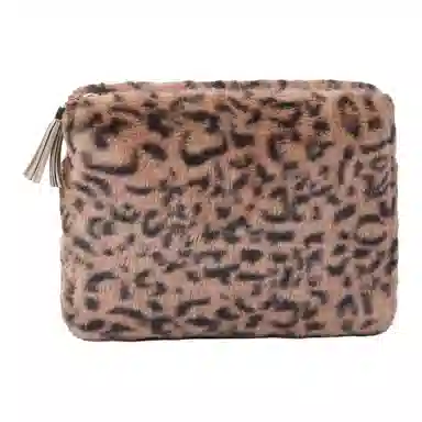 馨枕居 豹纹毛绒化妆包大容量收纳高级感化妆工具收纳包洗漱包袋