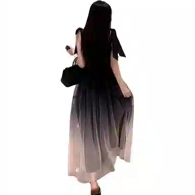 哒头下雨不愁 高级感收腰显瘦褶皱系带长裙无袖连衣裙 女款