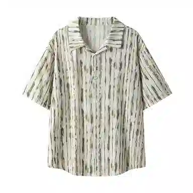 零氏 薄款透气条纹潮流痞帅垂感百搭斑马条纹短袖衬衫 男女同款