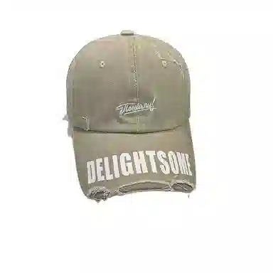 艾佳微 复古黑色宽檐棒球破洞做旧百搭显脸小时尚潮 棉 鸭舌帽 男女同款情侣款