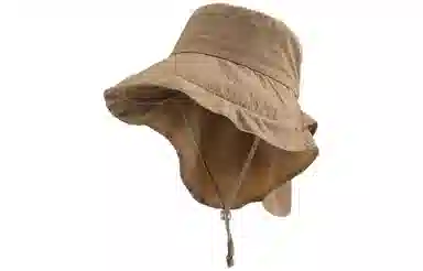 优幽兰 休闲百搭小众钓鱼帽夏季遮阳帽户外骑车护颈太阳帽大檐透气折叠登山可扎马尾设计 棉涤 防晒帽 男女同款情侣款