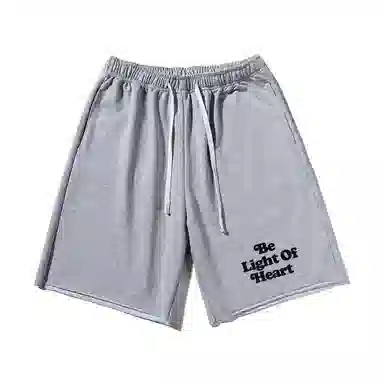 乱步 潮牌美式运动慵懒宽松卷边五分设计感破碎爱心印花休闲短裤 男女同款