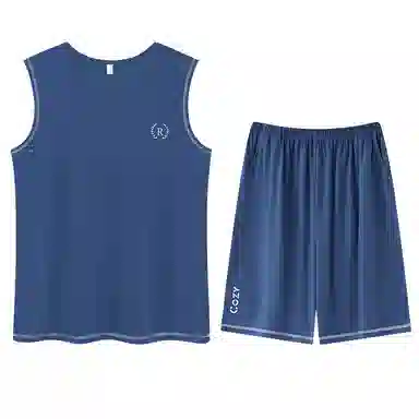 贴身领域 背心抗菌无袖坎肩可外穿家居夏季睡衣套装 男款