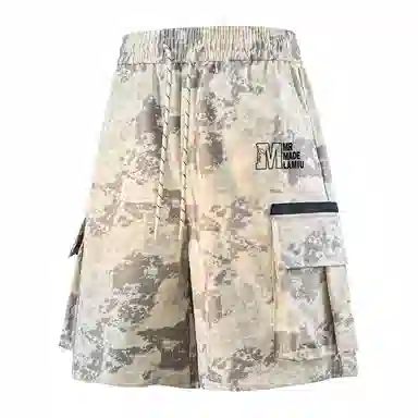 兰缪 美式日系复古百搭运动高街风简约基础款设计印花日常户外通勤山系宽松清爽透气潮流柔软垂感直筒系带休闲短裤 男女同款