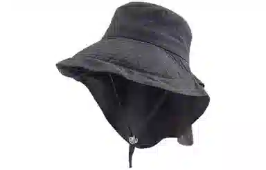 优幽兰 休闲百搭小众钓鱼帽夏季遮阳帽户外骑车护颈太阳帽大檐透气折叠登山可扎马尾设计 棉涤 防晒帽 男女同款情侣款