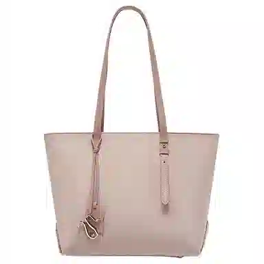 百思图 简约时尚百搭 织物 托特包单肩包 大号 女款 黑拼棕/粉色/杏拼棕