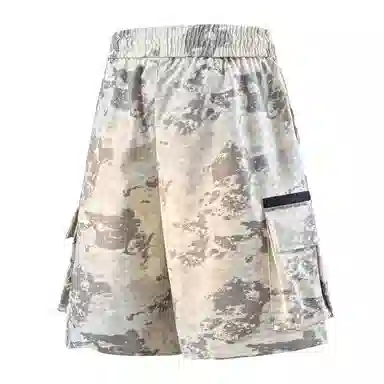 兰缪 美式日系复古户外百搭运动高街风简约基础款设计印花日常通勤山系宽松清爽透气潮流柔软垂感直筒系带休闲短裤 男女同款