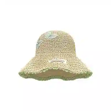 艾佳微 海边沙滩甜美小清新拍照百搭户外防晒防紫外线遮阳 草编 渔夫帽 男女同款情侣款