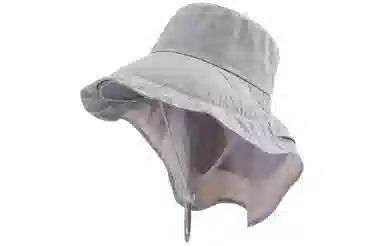 优幽兰 休闲百搭小众钓鱼帽夏季遮阳帽户外骑车护颈太阳帽大檐透气折叠登山可扎马尾设计 棉涤 防晒帽 男女同款情侣款