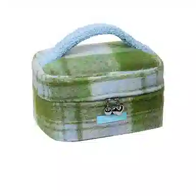 馨枕居 羊羔毛绒格子化妆包手提便携高颜值旅行洗漱包化妆品收纳包