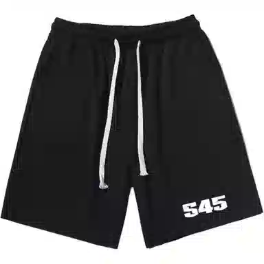 乱步 潮牌美式运动慵懒宽松卷边五分设计简约数字印花青少年学生休闲短裤 男女同款