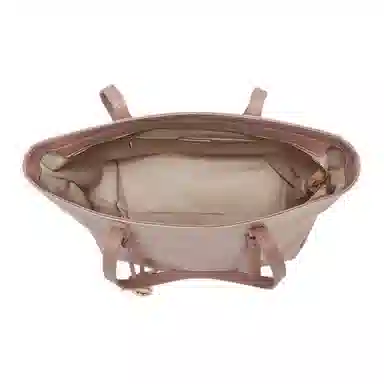 百思图 简约时尚百搭 织物 托特包单肩包 大号 女款 黑拼棕/粉色/杏拼棕