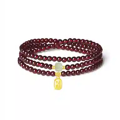 【S925纯银|福气满满】 七七银饰 时来运转 招财纳福珠串新中式国风高级感 转运珠 本命年转运必备 三圈叠戴天然 玛瑙 手串 男女同款情侣款