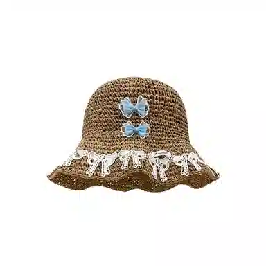 艾佳微 海边沙滩甜美小清新拍照百搭户外防晒防紫外线遮阳 草编 渔夫帽 男女同款情侣款