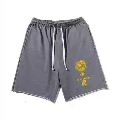 乱步 潮牌美式运动慵懒宽松五分设计感中国结印花休闲短裤 男女同款