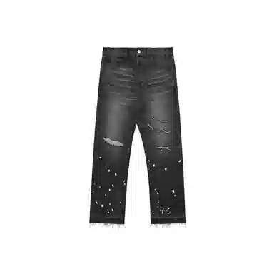 False Perception Embroidered Washed Denim Jeans