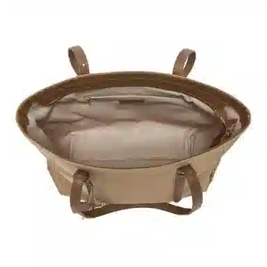 百思图 简约时尚百搭 织物 托特包单肩包 大号 女款 黑拼棕/粉色/杏拼棕