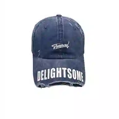 艾佳微 复古黑色宽檐棒球破洞做旧百搭显脸小时尚潮 棉 鸭舌帽 男女同款情侣款