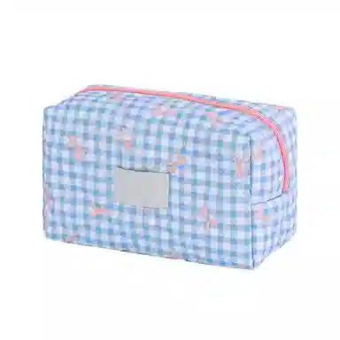馨枕居 蝴蝶结可爱化妆包跨境格子枕头包大容量高级感收纳包女洗漱包笔袋
