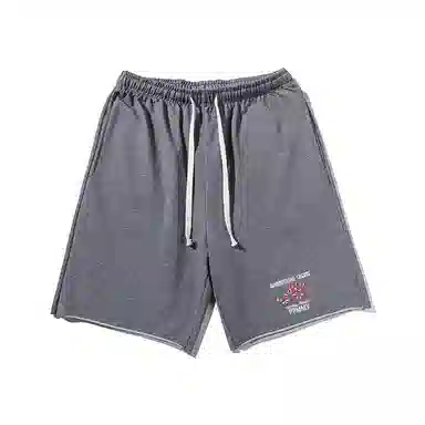 乱步 美式潮牌宽松卷边慵懒运动五分设计蛇蛇印花休闲短裤 男女同款