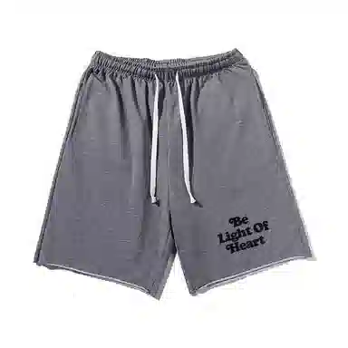乱步 潮牌美式运动慵懒宽松卷边五分设计感破碎爱心印花休闲短裤 男女同款