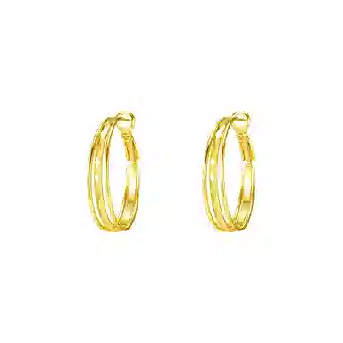 芒果饰品 小香菱格宽面三层耳圈耳扣 铜 耳环 女款