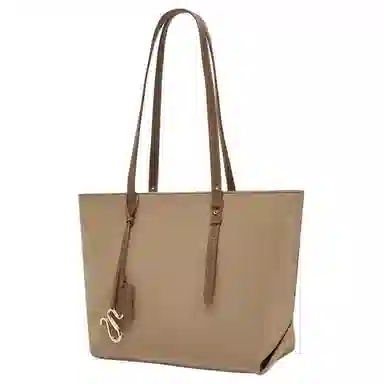 百思图 简约时尚百搭 织物 托特包单肩包 大号 女款 黑拼棕/粉色/杏拼棕