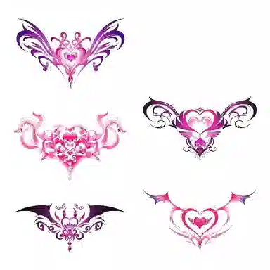 轻迎  之心纹身贴防水遮盖疤痕腹部腰胸口性感图腾贴纸