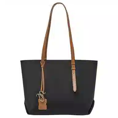 百思图 简约时尚百搭 织物 托特包单肩包 大号 女款 黑拼棕/粉色/杏拼棕