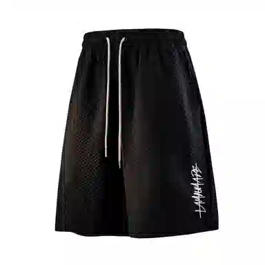 兰缪 美式日系复古百搭日常通勤运动高街风简约基础款设计印花户外山系宽松清爽透气潮流柔软垂感直筒系带休闲短裤 男女同款