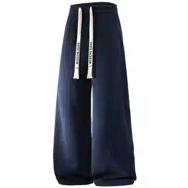 大卫贝肯 美式复古高街系带纯色拼接宽松时尚卫裤休闲裤 男女同款