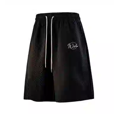 兰缪 美式日系复古百搭设计日常运动高街风简约基础款印花户外通勤山系宽松清爽透气潮流柔软垂感直筒系带休闲短裤 男女同款