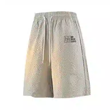 兰缪 美式日系复古百搭简约日常运动高街风基础款设计印花户外通勤山系宽松清爽透气潮流柔软垂感直筒系带休闲短裤 男女同款