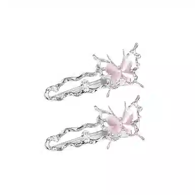 丹琴 高级感银色蝴蝶边夹 小众设计液态清冷感鸭嘴夹前额侧边刘海夹子发卡发饰 合金 发夹 女款