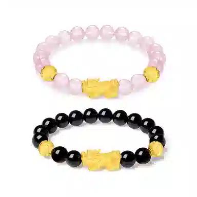 亨万福 招财进宝貔貅一对中国风复古转运珠铜钱小众时尚简约高级感百搭#好运 黑曜石 手串 男女同款情侣款