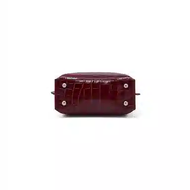 老人头 时尚通勤百搭优雅气质高级质感鳄鱼纹凯莉包 头层牛皮 单肩斜挎手提包 常规 女款 安格拉红/黑色/棕色