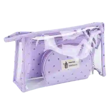 馨枕居 便携式三件套化妆包透明大容量洗漱护肤品口红收纳包学生手拿笔袋