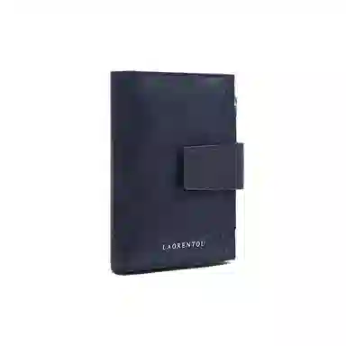 老人头 潮流简约时尚通勤轻便多卡位安全扣实用可抽离短款卡包 头层牛皮 钱包 常规 男款 湛蓝色