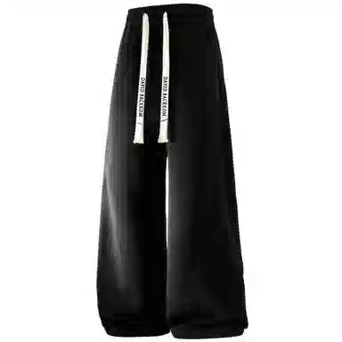 大卫贝肯 美式复古高街系带纯色拼接宽松时尚卫裤休闲裤 男女同款